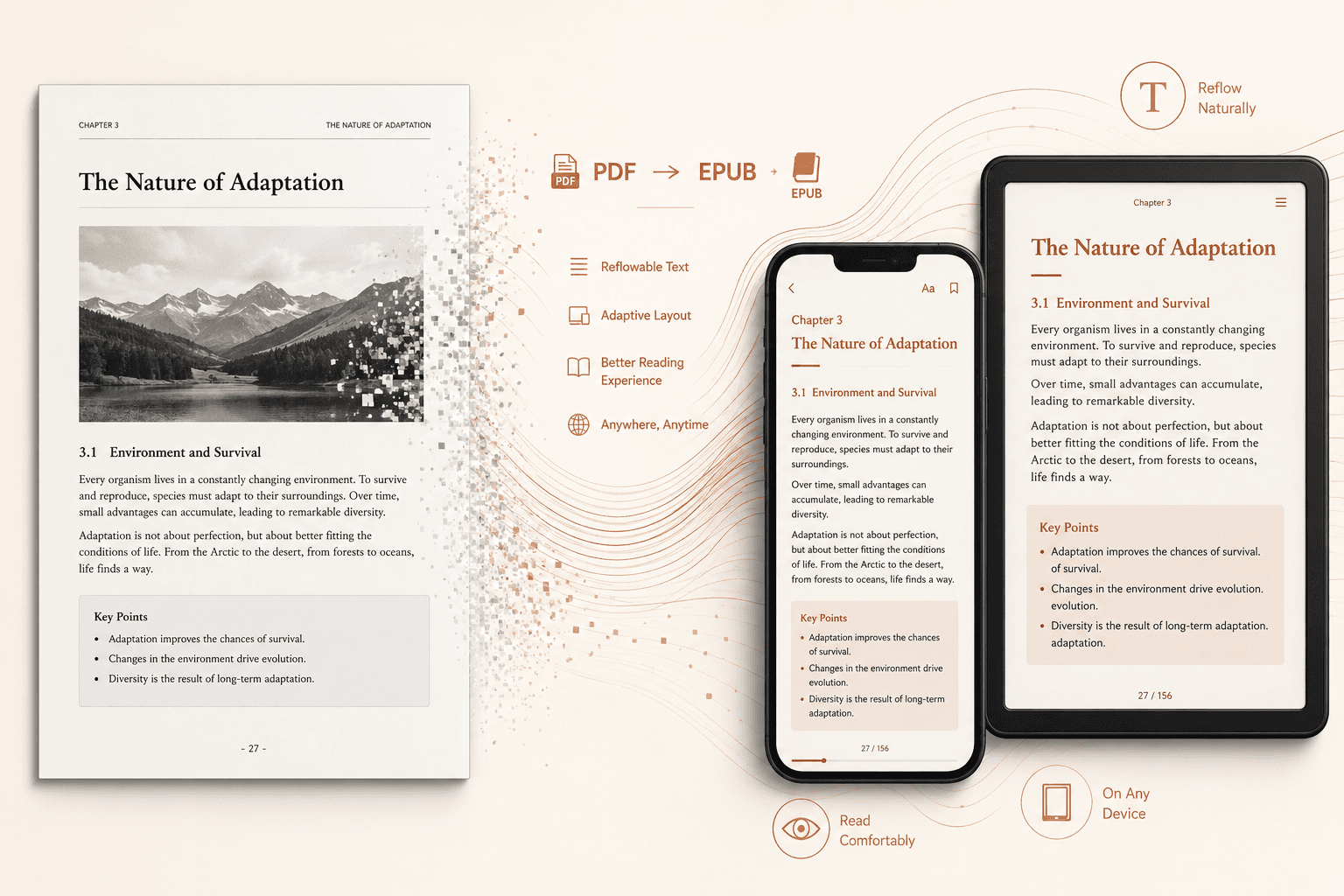 تحويل PDF إلى EPUB: أي الكتب تستفيد وأيها يفسد